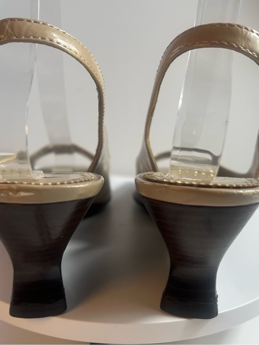 Franco Sarto Nude Patent Peep-Toe Slingback Wedge - Picture 5 of 7